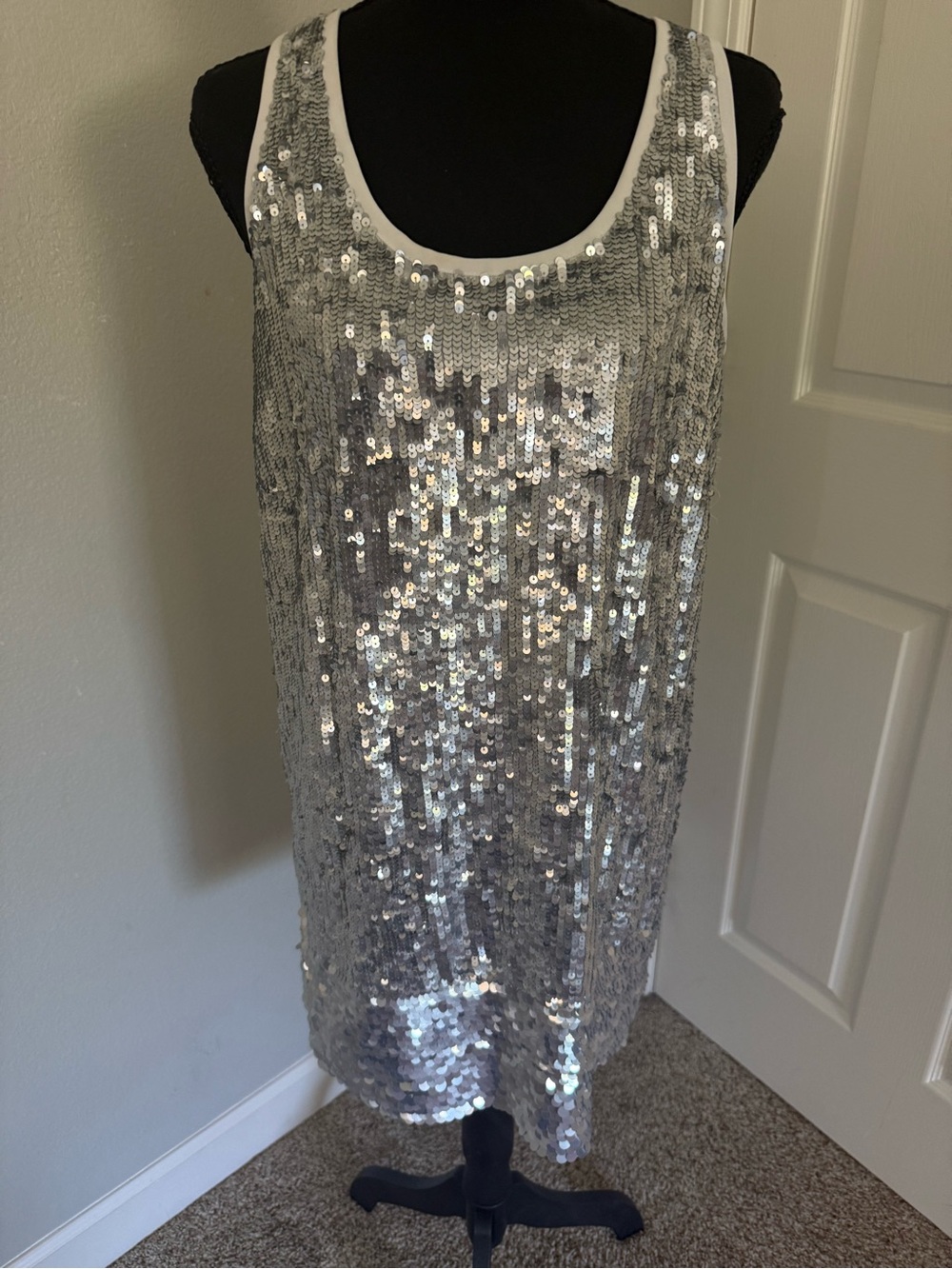 Club Monaco Silver Sequin Tank Dress